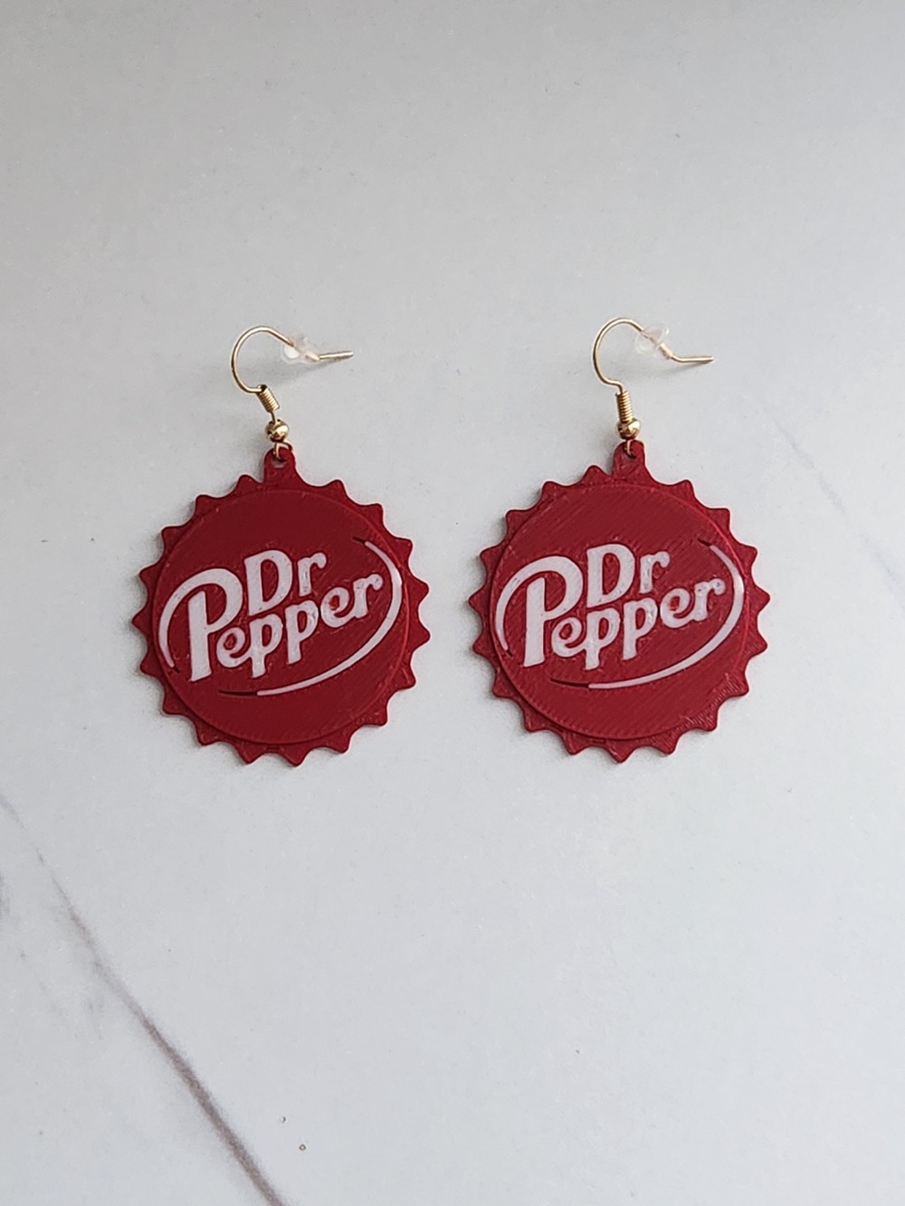 Dr Pepper 3D Printed Earrings